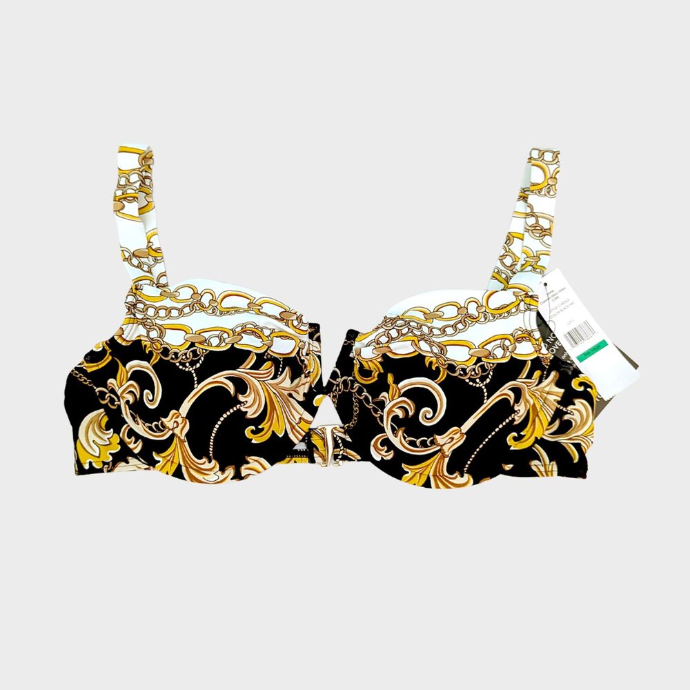 Carmen Marc Valvo Bikini Top Boston Proper Swim Sense Filigree Status Print NWT